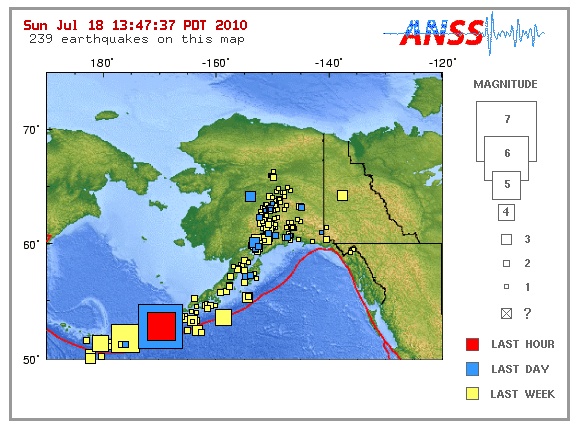 Earthquakes pounding the Aleutian Islands in Alaska Earthquakes pounding the Aleutian Islands in Alaska