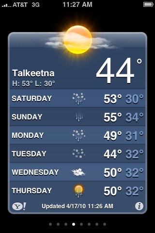 Weather in Talkeetna, Alaska, April 17, 2010
