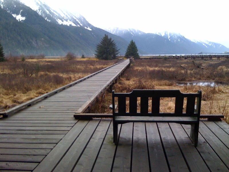 Part of the estuary boardwalk in Stewart, British Columbia Part of the estuary boardwalk in Stewart, British Columbia