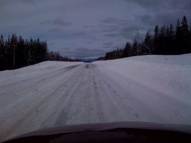 The packed snow on the road from Stewart to Dease Lake, British Columbia The packed snow on the road from Stewart to Dease Lake, British Columbia