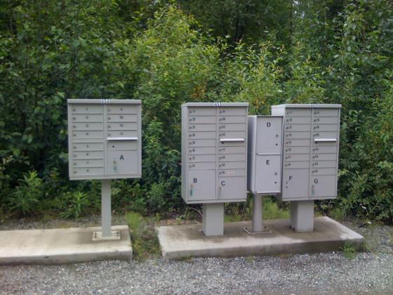 A set of mailboxes in Wasilla, Alaska