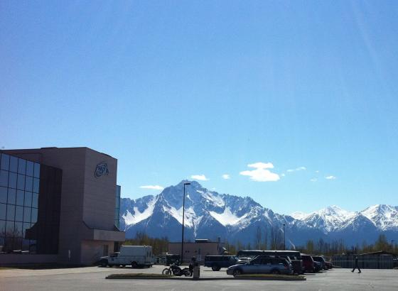 The MTA building in Palmer, Alaska (mountain backdrop)