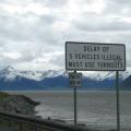 Alaska road sign - Delay of five vehicles must use turnout