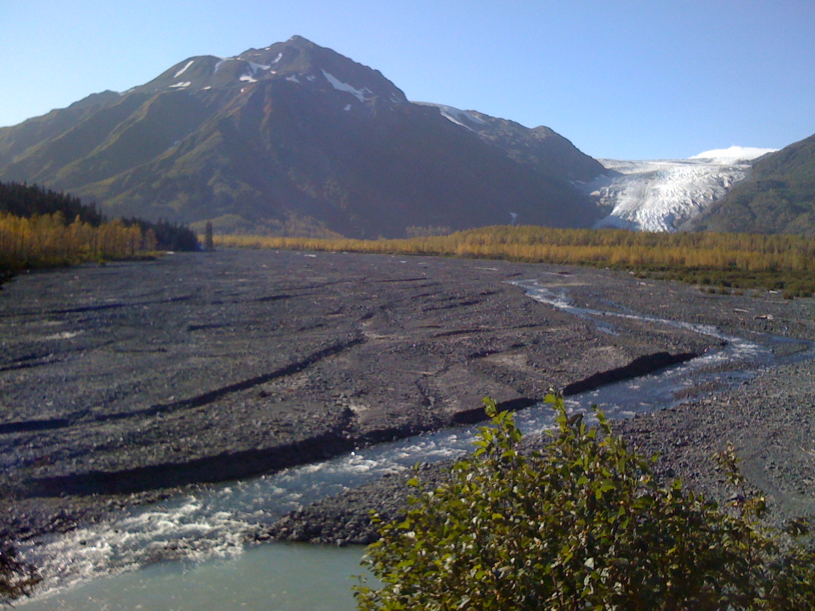 A green river coming from Exit Glacier in Seward, Alaska.