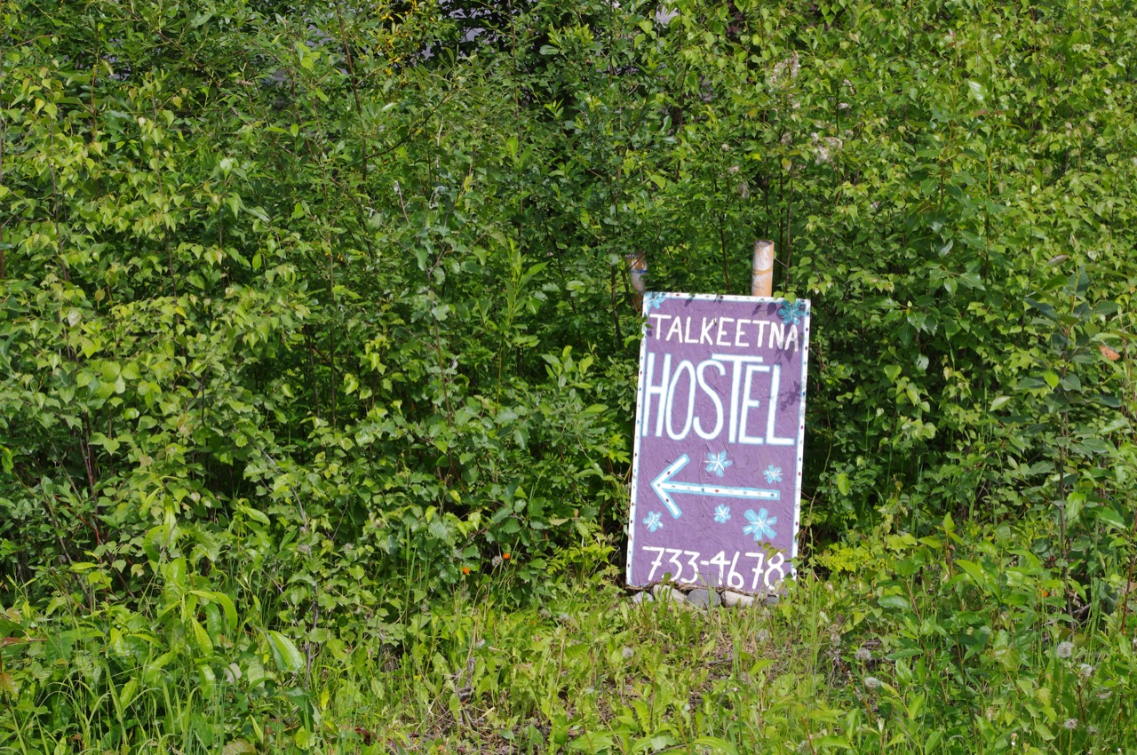 Talkeetna Hostel sign